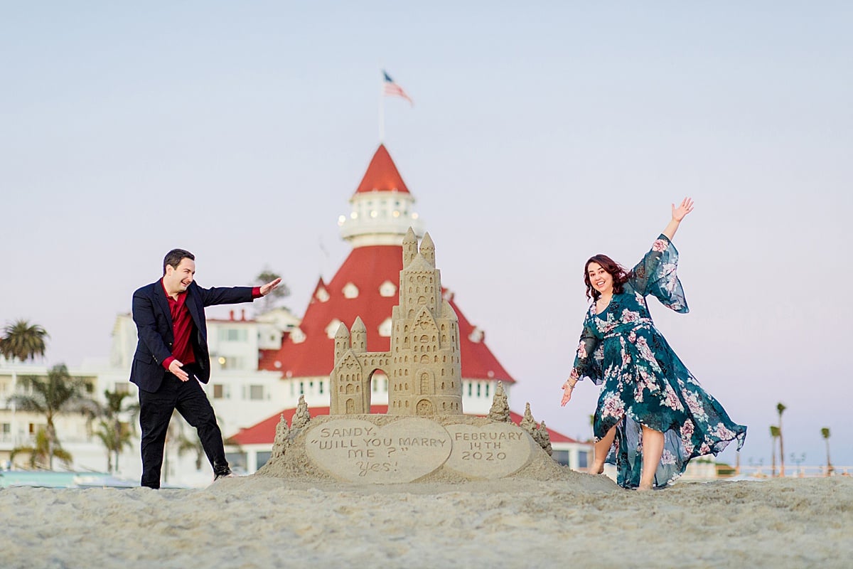 A Sandcastle for Sandy  Hotel del Coronado Proposal Photography - Amy Gray  Photography