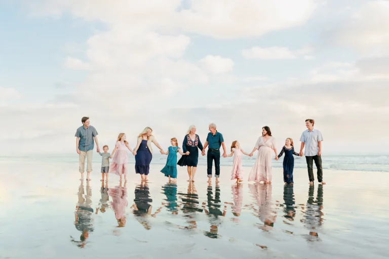 Grandparents Children Cousins Walking on the Beach