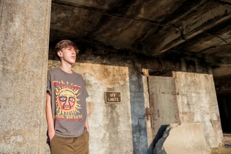 Senior Boy with Grungy Urban Backdrop