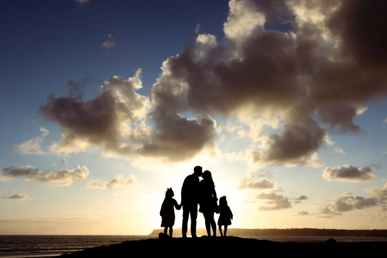 Family Silhouette on Coronado Beach