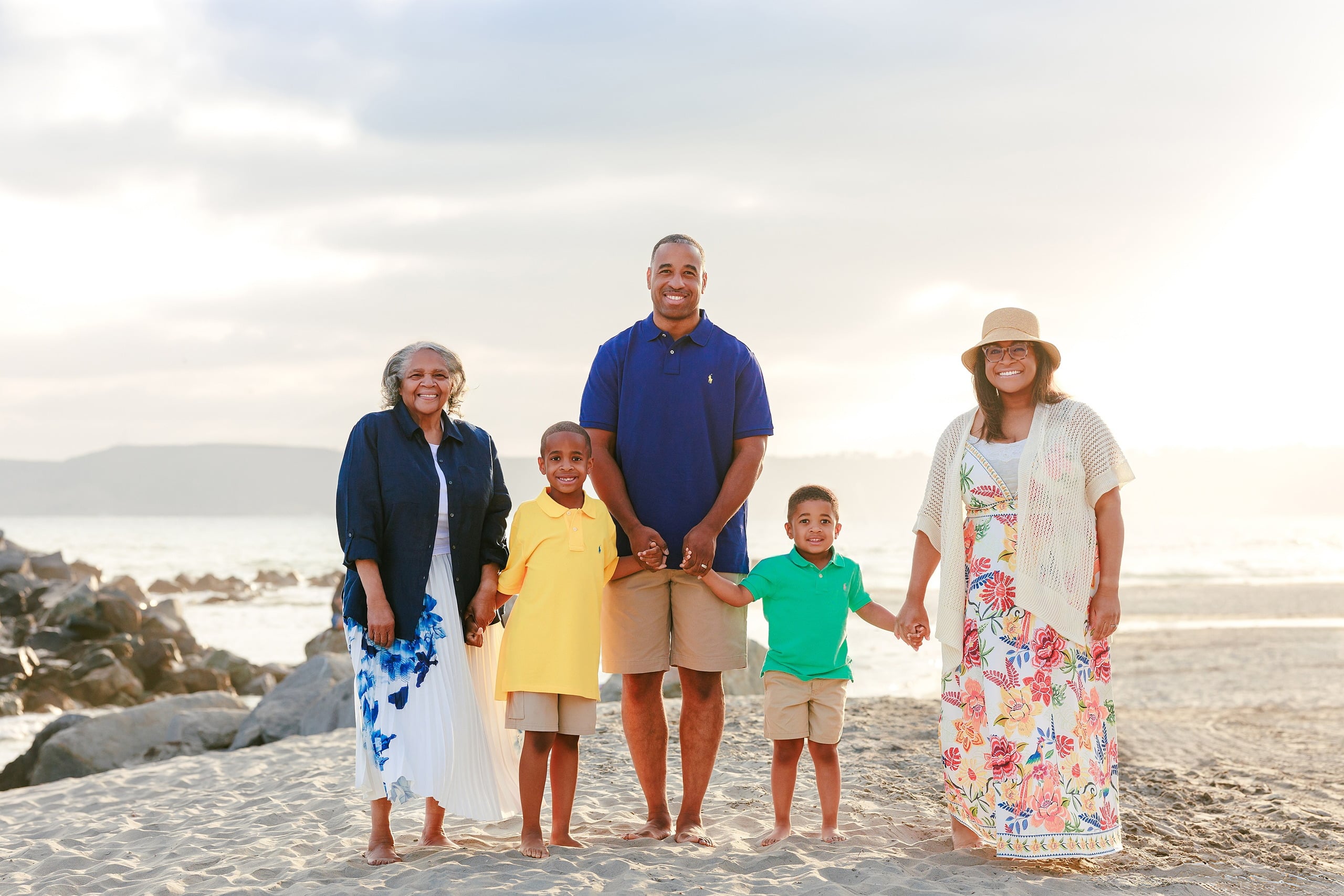 Because Time Flies: Family Photos on Coronado — 06 Multi-generational family poses together on Coronado beach