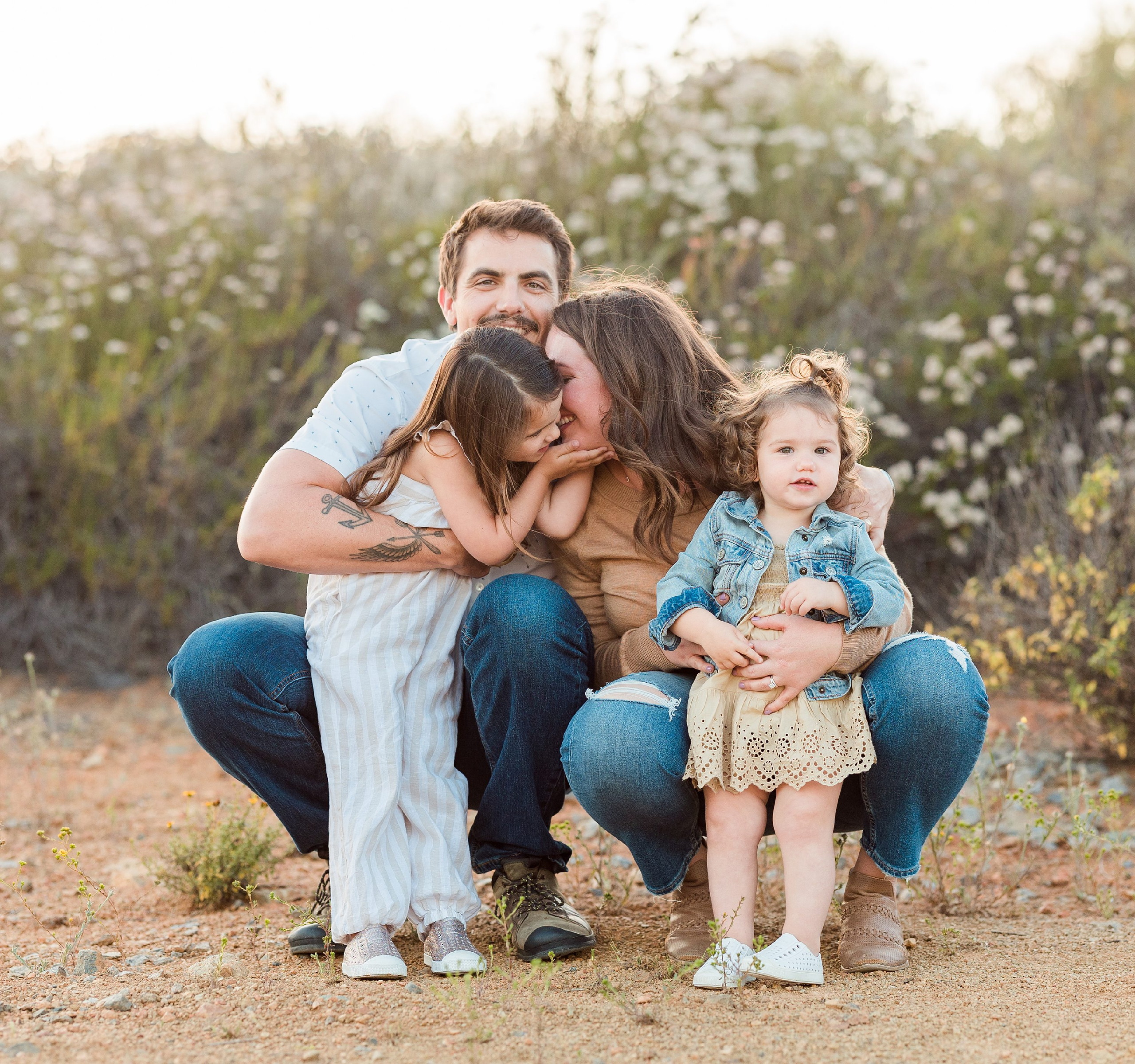 Dictionary Hill Nature Trails Family Photography in San Diego — 05 Man, woman, and two children posing at Dictionary Hill Nature Trails