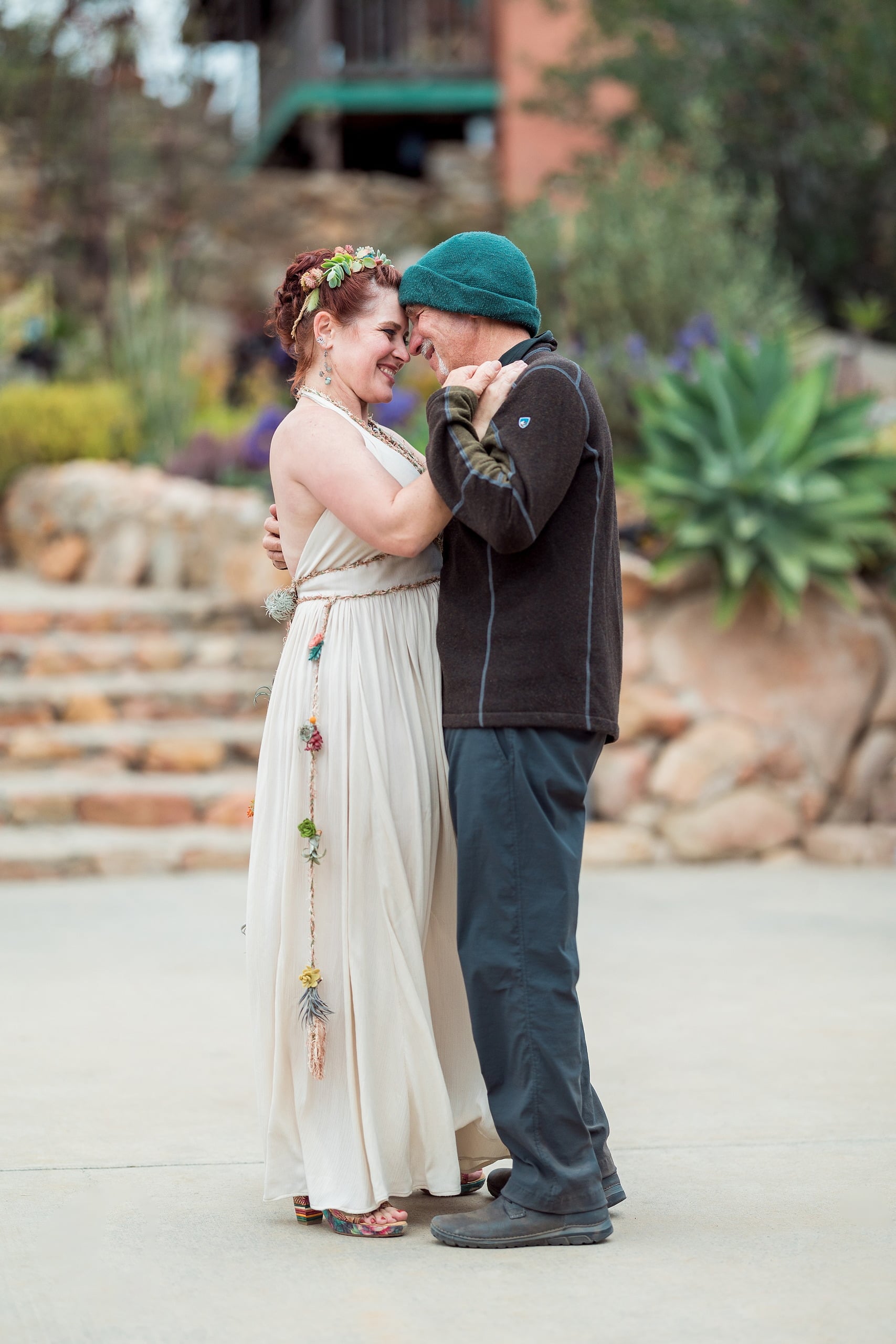 Moriah & Greg’s Wedding — 110 Candlelight or firelight illuminates evening celebration in San Diego botanical setting