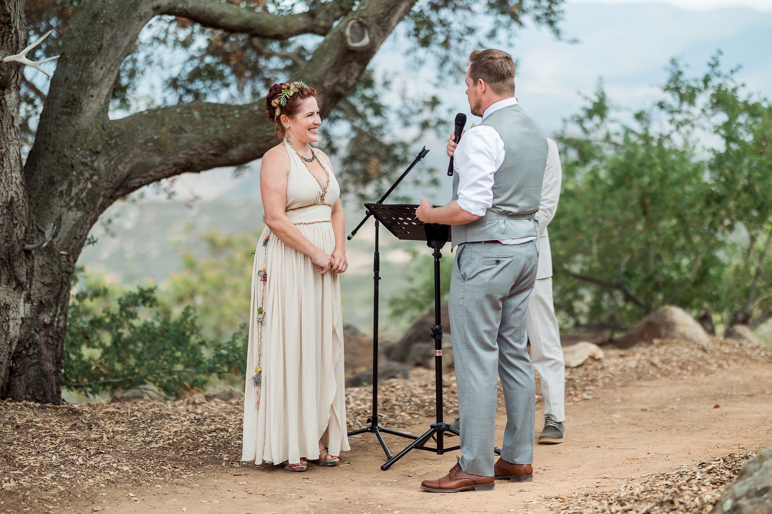 Moriah & Greg’s Wedding — 34 Bride in botanical-adorned dress stands out beautifully among the succulent plants