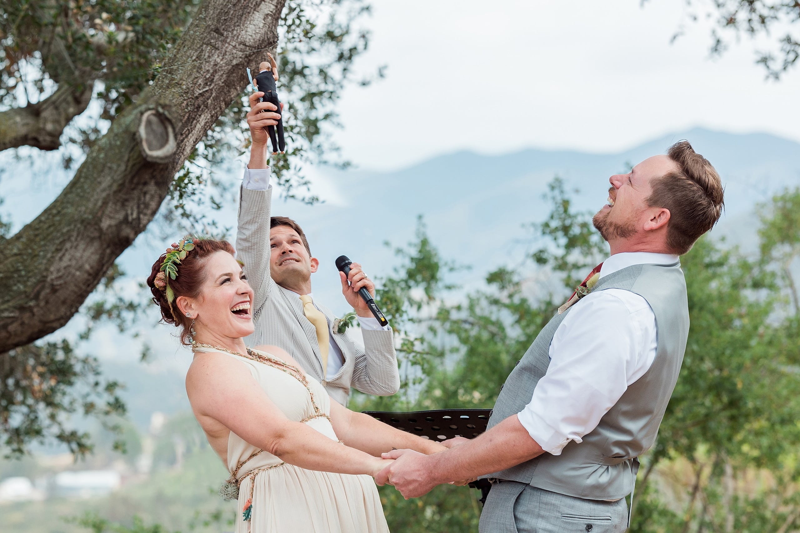 Moriah & Greg’s Wedding — 38 Guest wears casual sweatpants and flip-flops with bridesmaid dress, exemplifying vibe