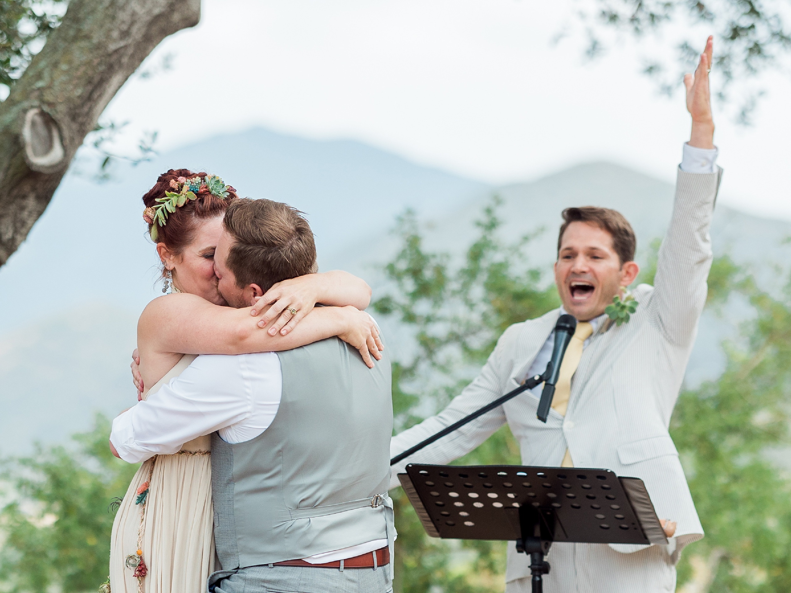 Moriah & Greg’s Wedding — 43 Extended family gathers for group photo among thriving San Diego succulent plants
