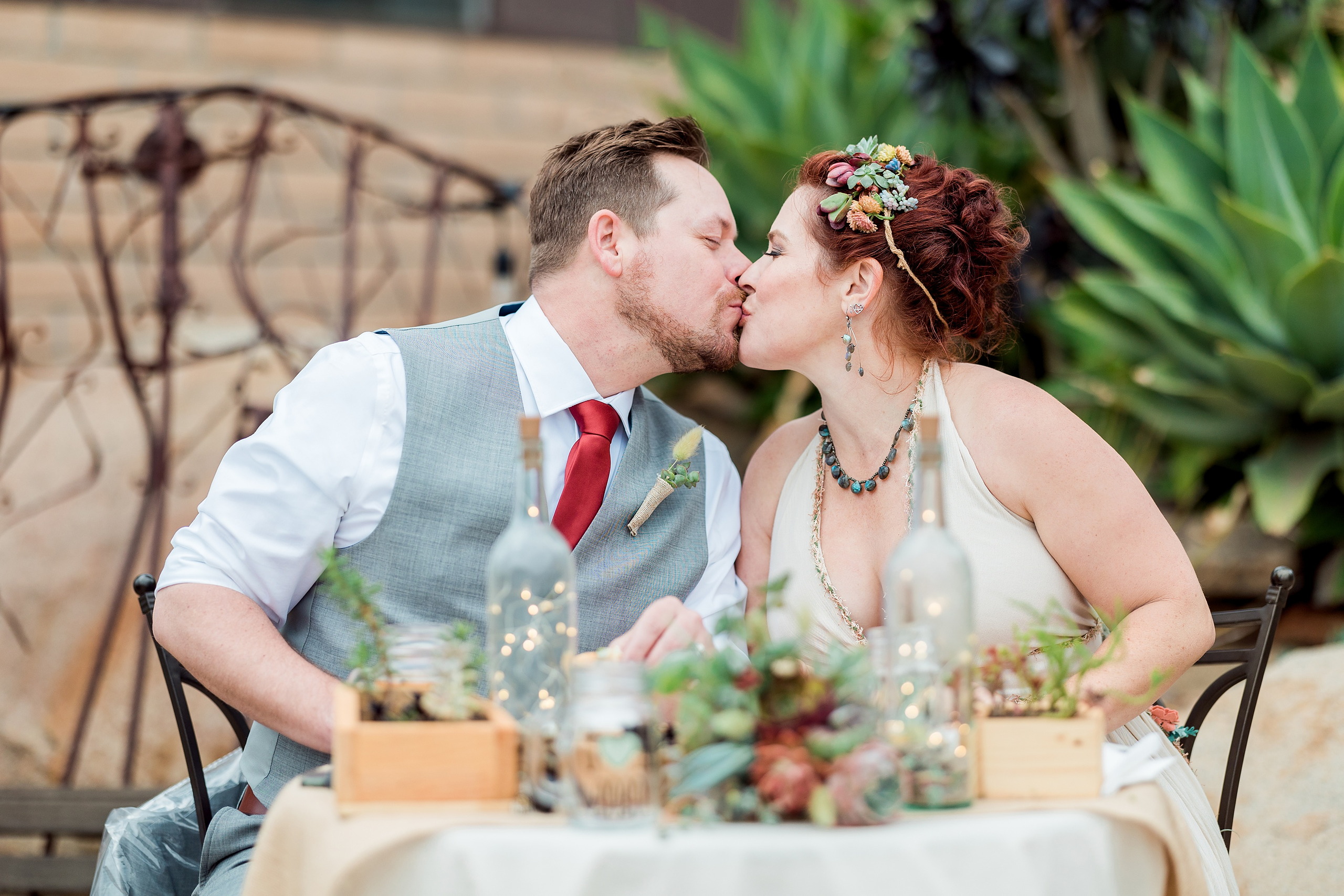 Moriah & Greg’s Wedding — 99 Succulent plants provide living decoration and backdrop throughout garden venue