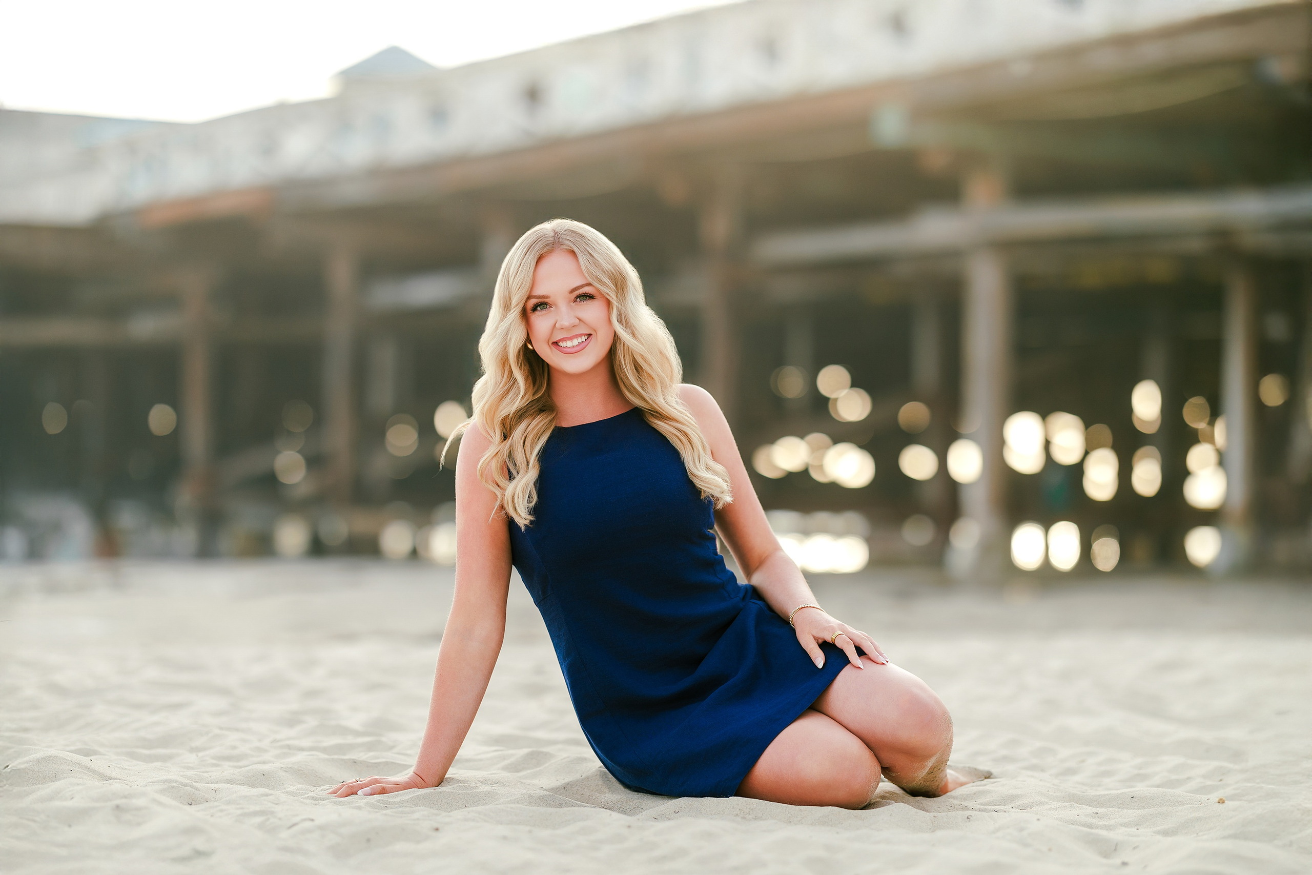 San Diego Beach Family Photos — 10 Woman in blue dress standing on wet sand at water's edge