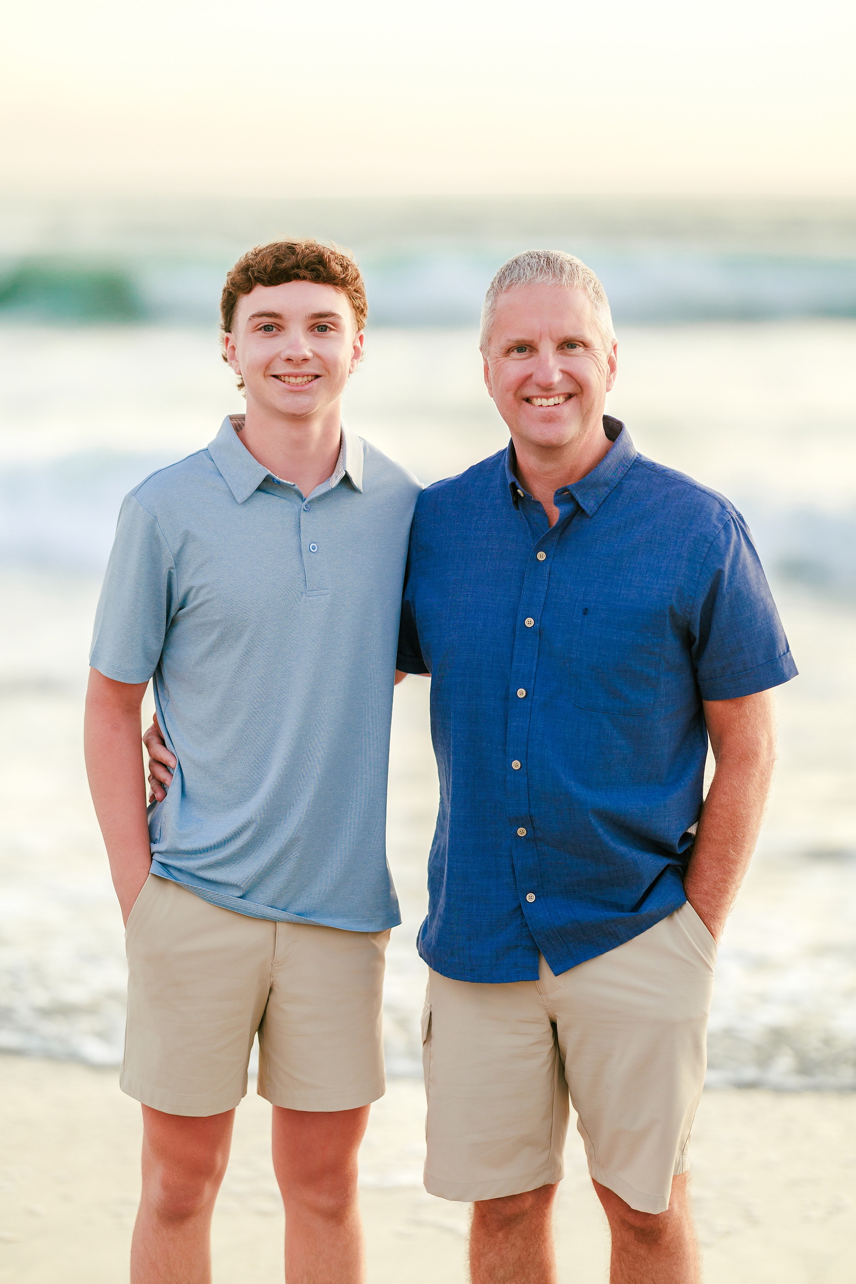 San Diego Beach Family Photos — 33 Adult man and teenage boy standing together smiling on beach