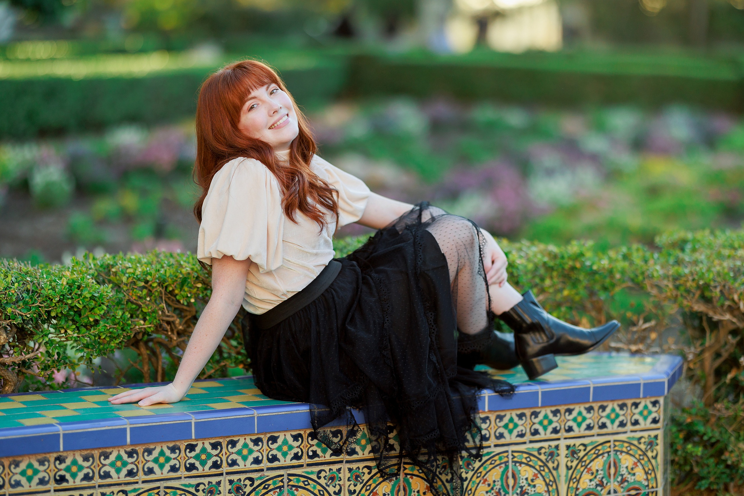 Six Years Later: Family Photos in Balboa Park — 26 Teen standing in lush Alcazar Garden, Balboa Park, golden light