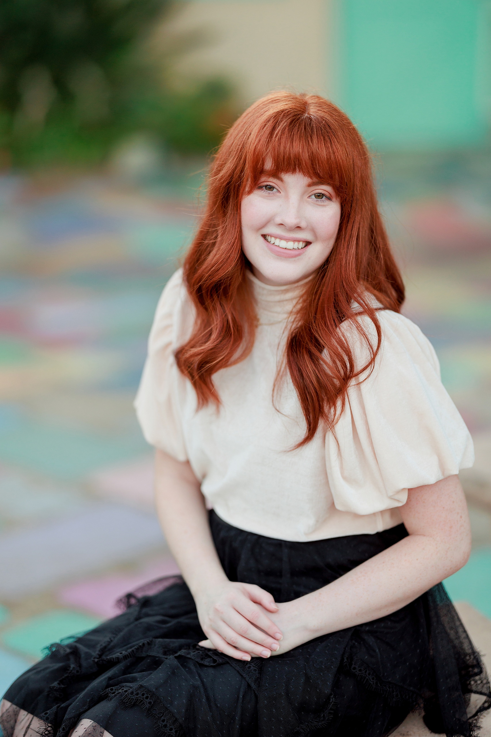 Six Years Later: Family Photos in Balboa Park — 36 Teen girl close-up portrait at Spanish Village Art Center, golden light